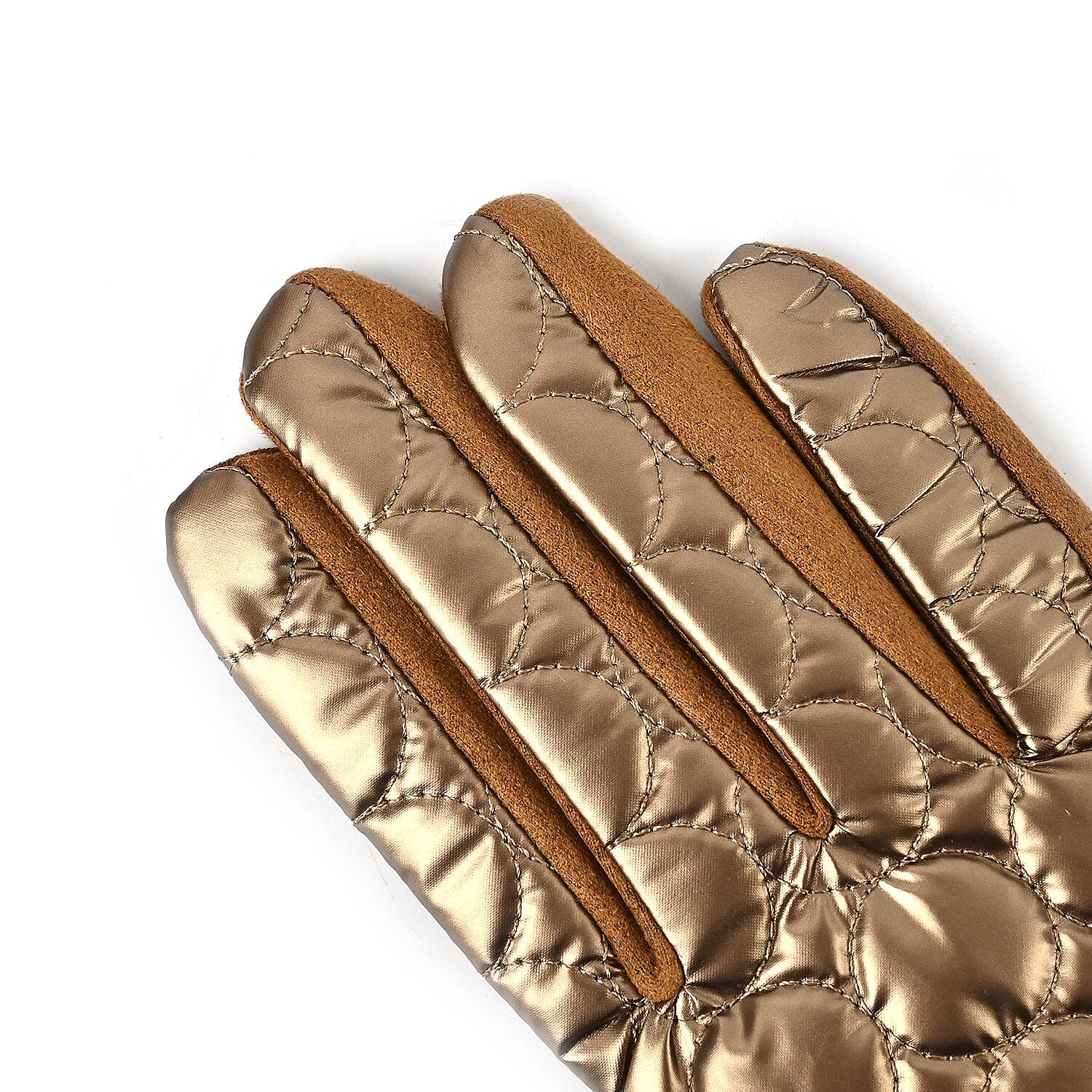 Quilting Gloves With Faux Fur Cuff & Screen Touch Mode - Metallic Bronze