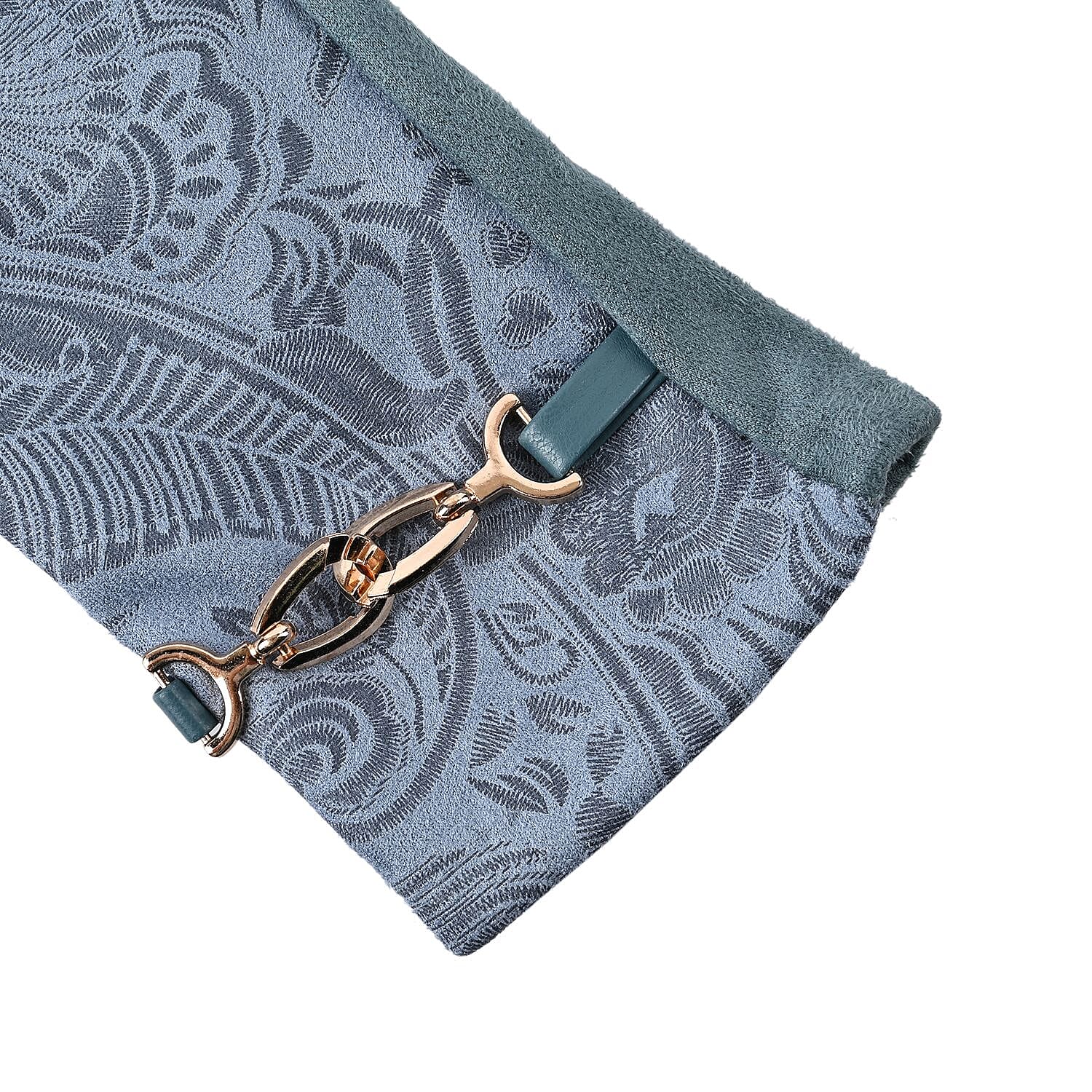 Closeout Deal - Printed Suede Screen Touch Winter Gloves - Teal