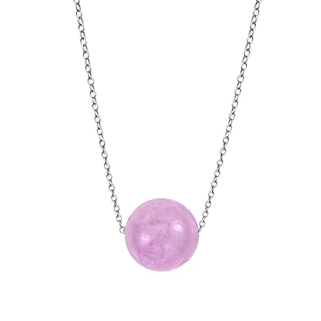 Kunzite Necklace (Size 18) with Spring Clasp in Rhodium Overlay Sterling Silver 15.50 Ct.