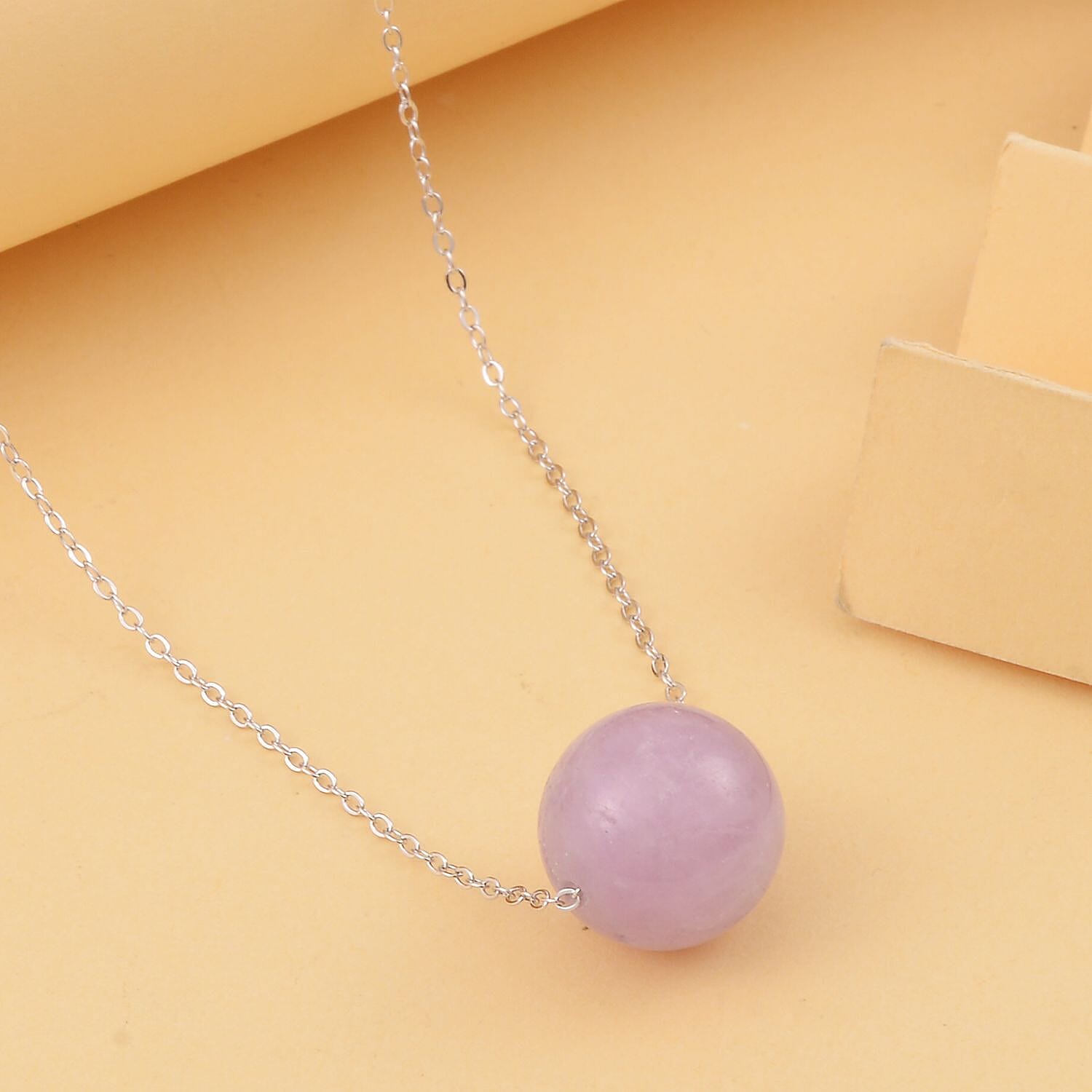 Kunzite Necklace (Size 18) with Spring Clasp in Rhodium Overlay Sterling Silver 15.50 Ct.