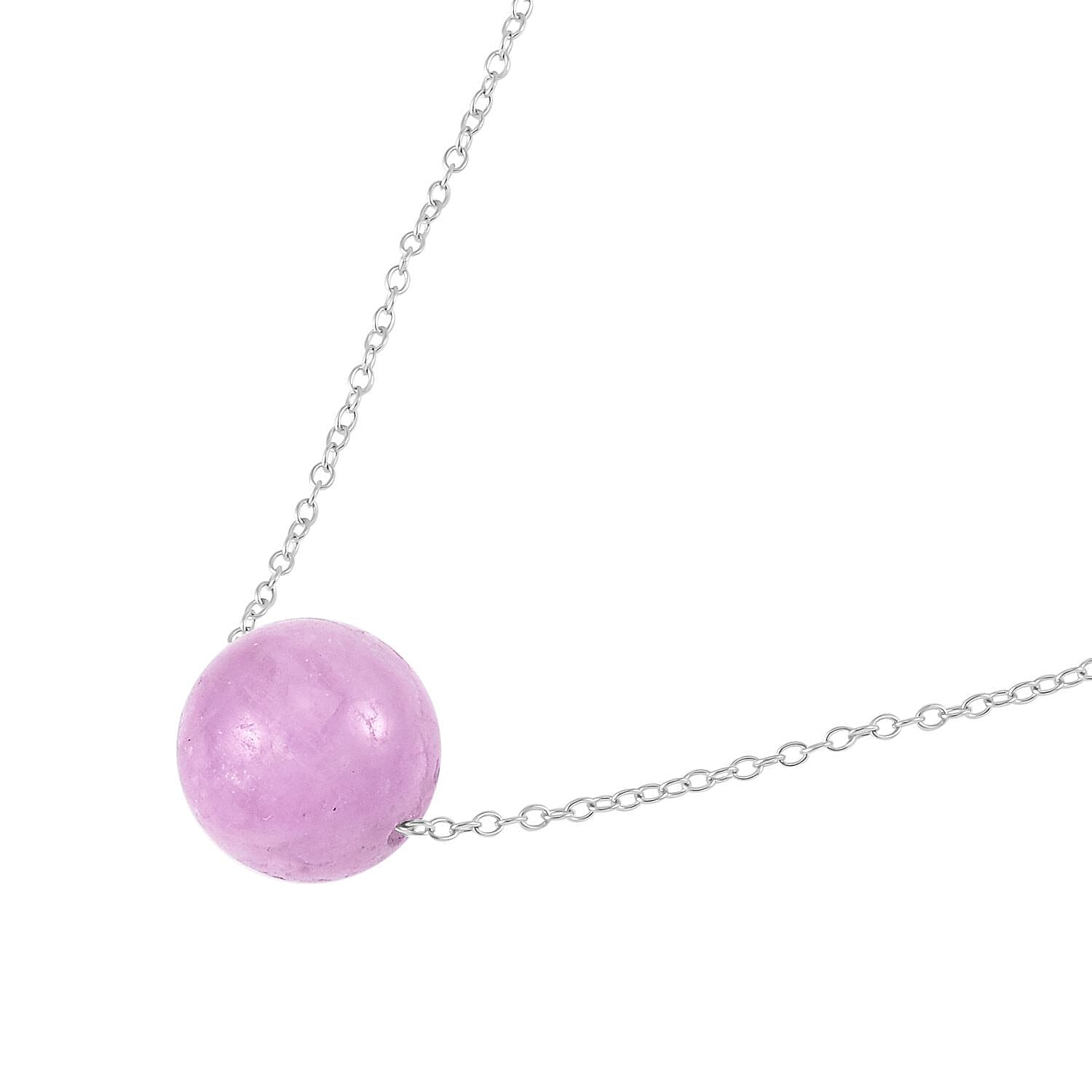 Kunzite Necklace (Size 18) with Spring Clasp in Rhodium Overlay Sterling Silver 15.50 Ct.