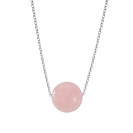 Pink Morganite Beads Necklace (Size - 18) in Rhodium Overlay Sterling Silver 20.10 Ct.