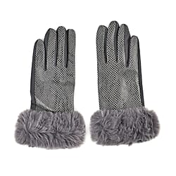 Snakeskin Pattern Gloves with Faux Fur Cuff