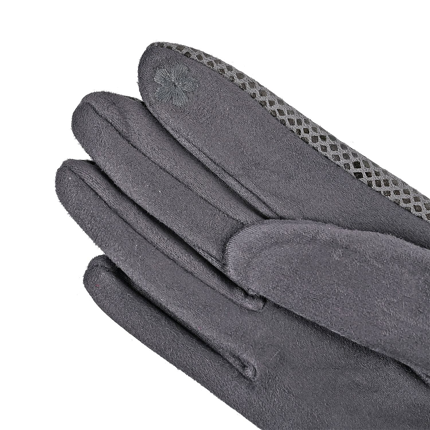 Snakeskin Pattern Touch Screen Super Warm Gloves with Faux Fur Cuff - Grey