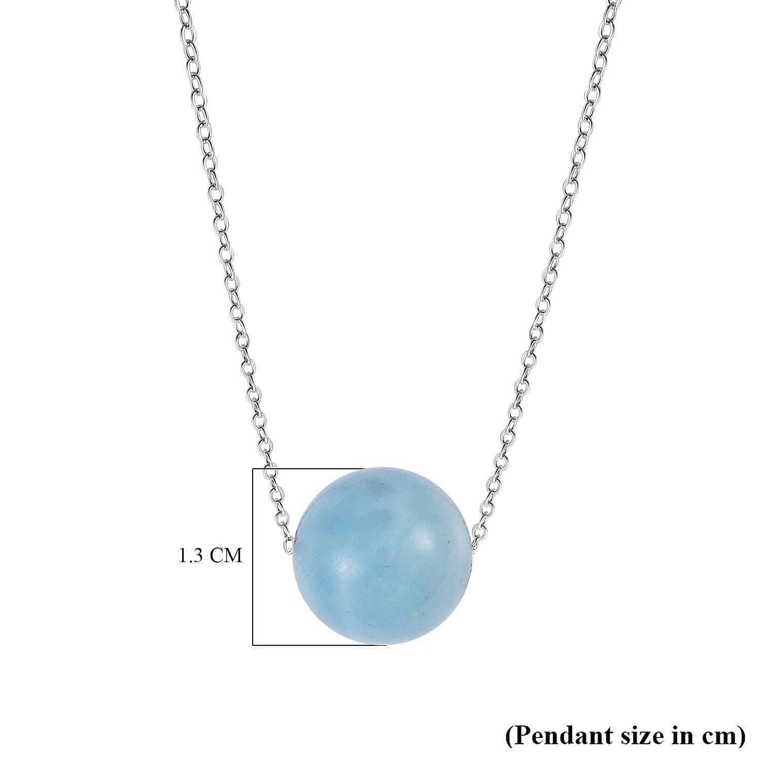 Aquamarine Beads Necklace (Size 18) with Spring Ring Clasp in Rhodium Overlay Sterling Silver 15.20 Ct.