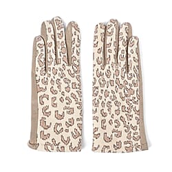 Leopard Pattern Warm & Lightweight Touch Screen Winter Gloves - Brown