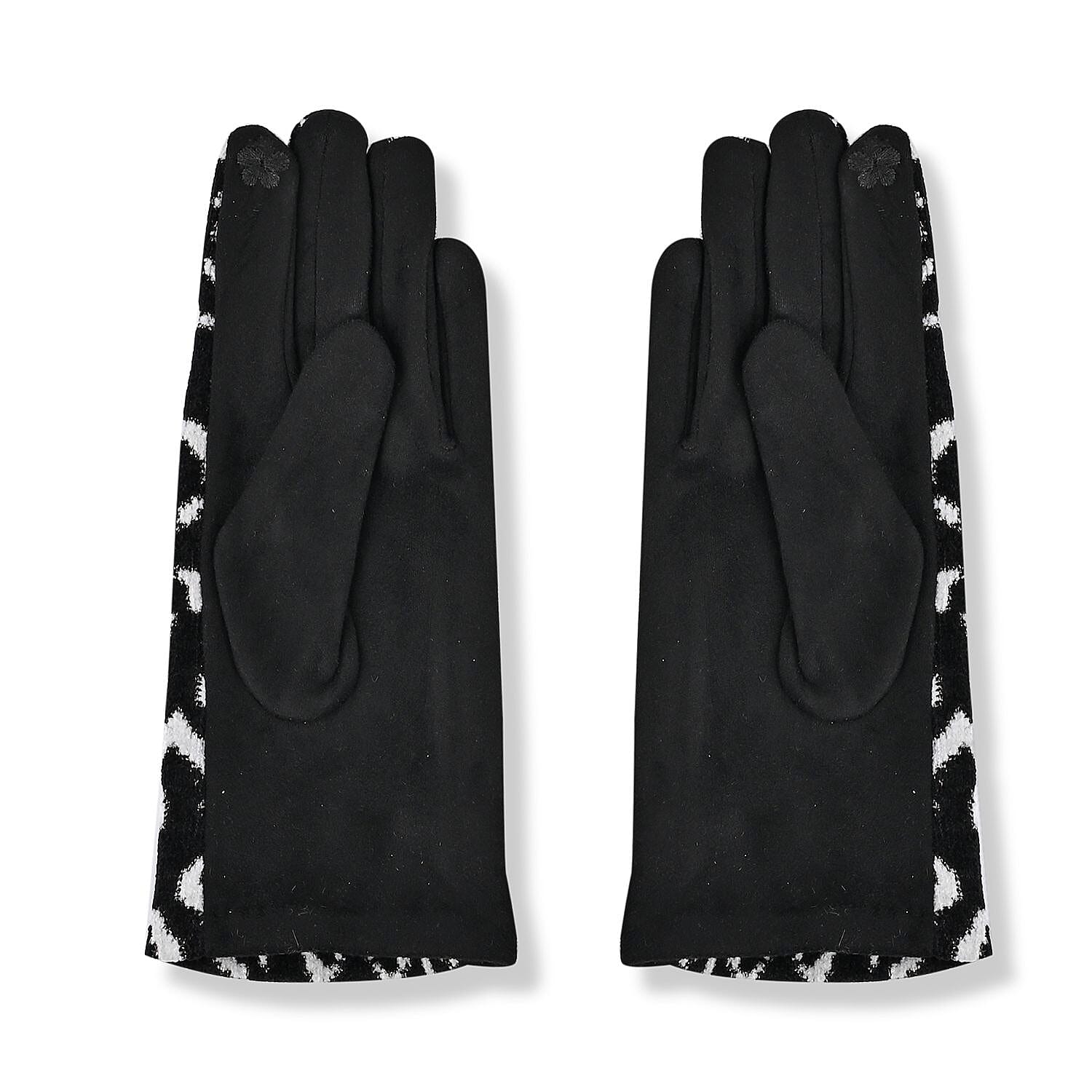 Leopard Pattern Warm & Lightweight Touch Screen Winter Gloves - Black