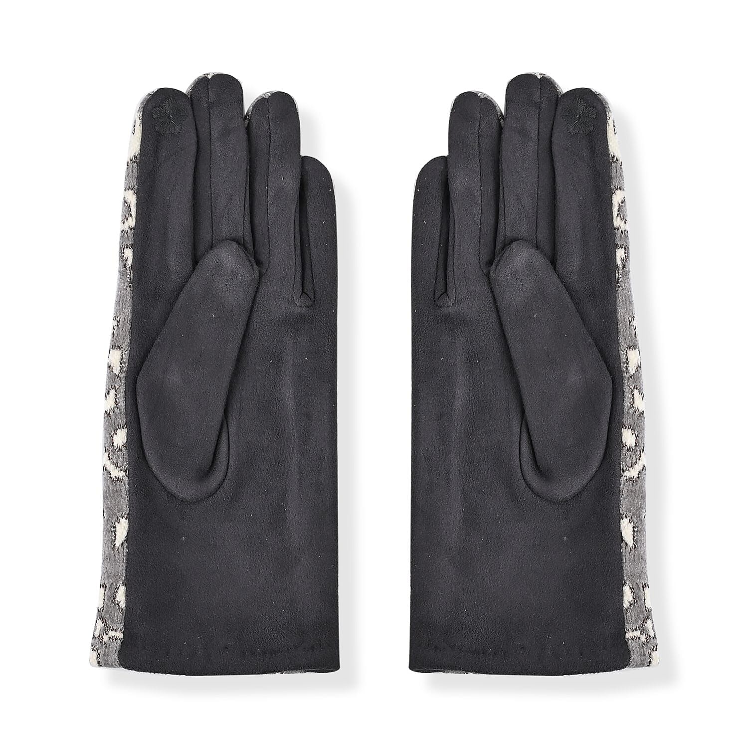 Leopard Pattern Warm & Lightweight Touch Screen Winter Gloves - Grey