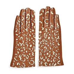 Leopard Pattern Warm & Lightweight Touch Screen Winter Gloves - Brown