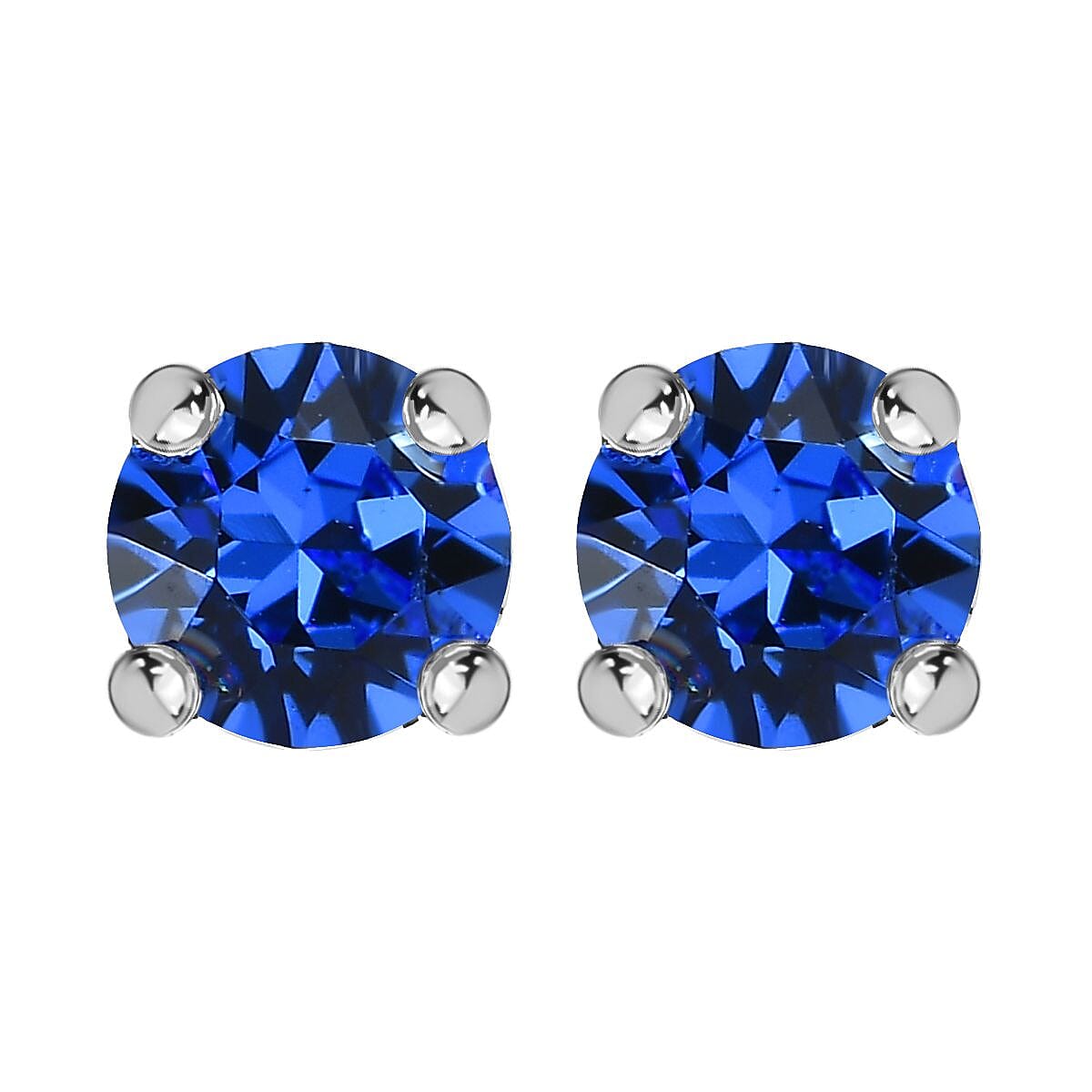Sapphire Austrian Crystal Stud Earrings in Sterling Silver