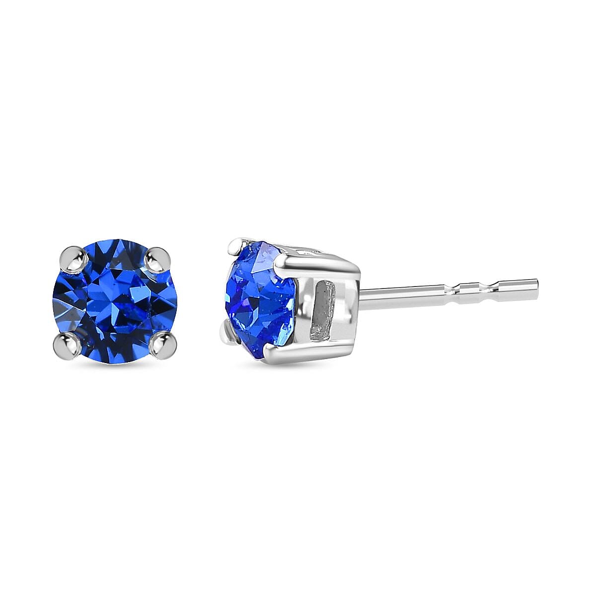 Sapphire Austrian Crystal Stud Earrings in Sterling Silver