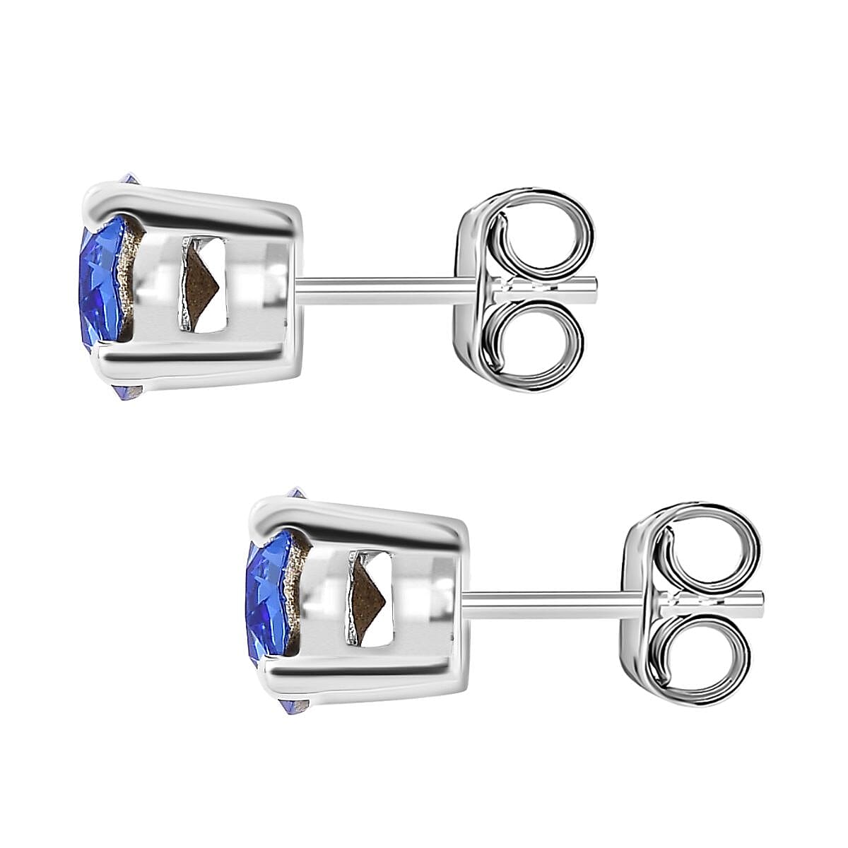 Sapphire Austrian Crystal Stud Earrings in Sterling Silver