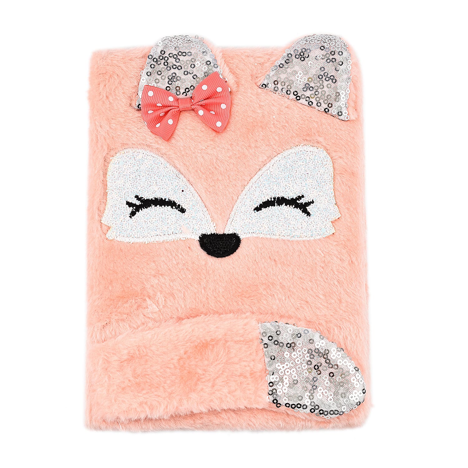Fluffy Cover 3D Fox Pattern Notebook (80 Pages) - Orange