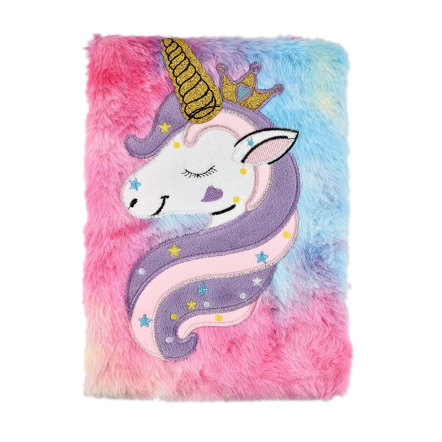 Fluffy Cover 3D Unicorn Pattern Notebook (80 Pages) - Yellow