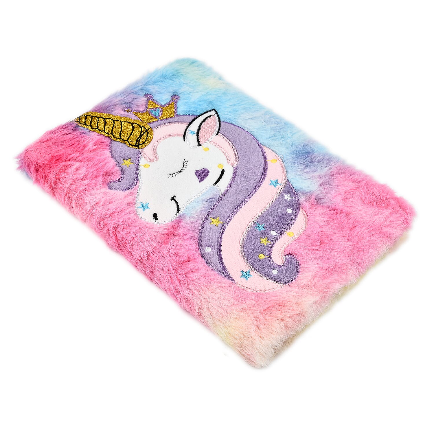 Fluffy Cover 3D Unicorn Pattern Notebook (80 Pages) - Yellow