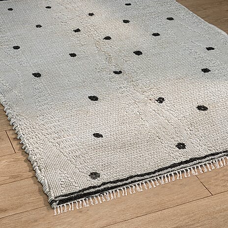 Handmade In India 100% Cotton Tufted Area Rug (Size 152 x 90 cm) - Cream
