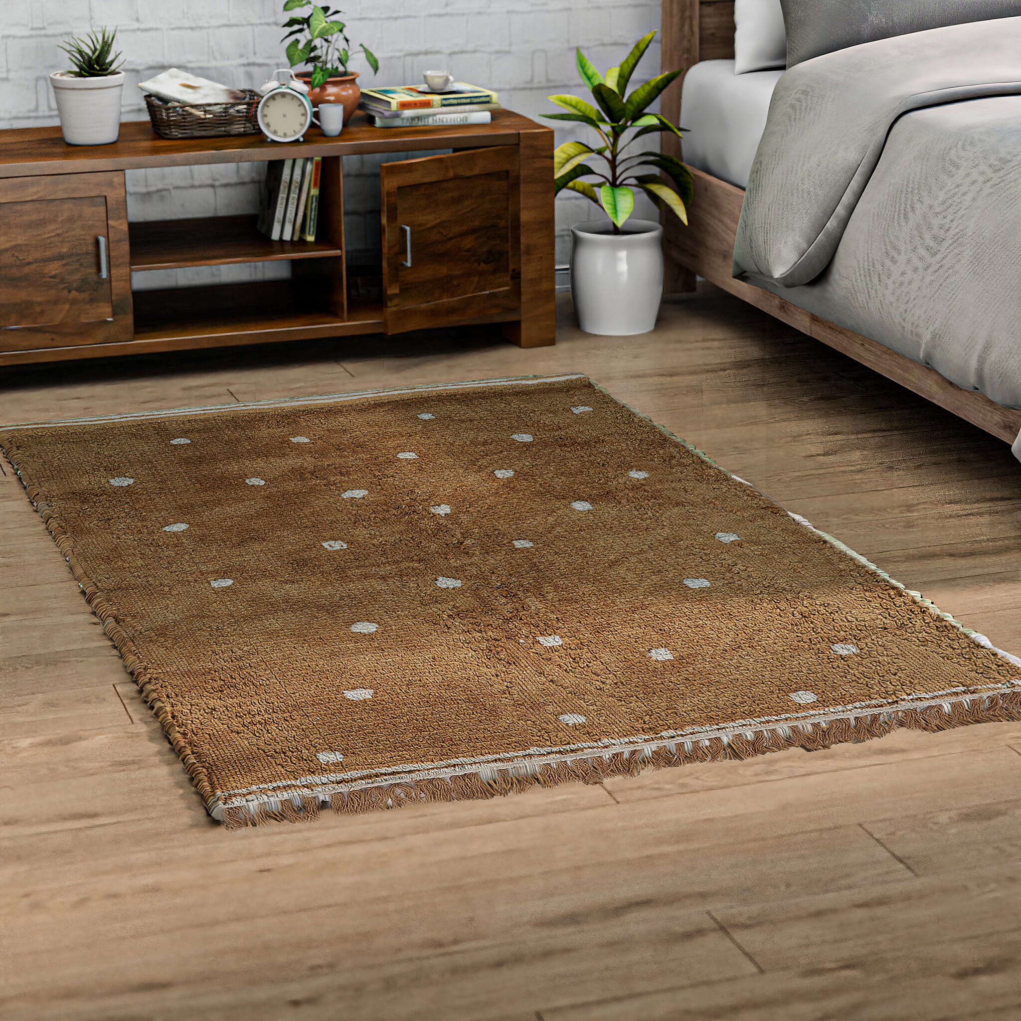 Handmade In India 100% Cotton Tufted Area Rug (Size 152 x 90 cm) - Brown