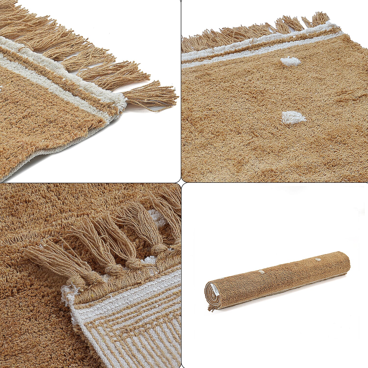 Handmade In India 100% Cotton Tufted Area Rug (Size 152 x 90 cm) - Brown