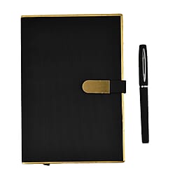 Luxury Notebook and Pen Set- Presented in a Gift Box - Black