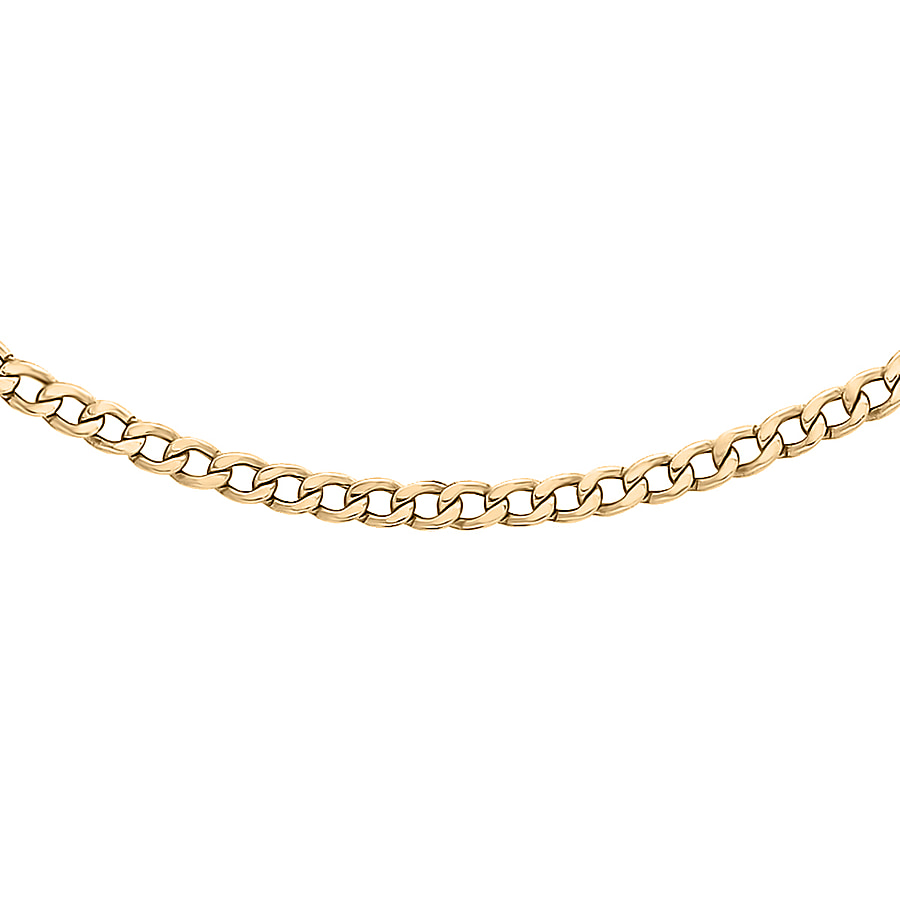 Italian Made - 9K Yellow Gold Curb Necklace (Size - 20)