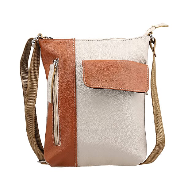 100 Genuine Leather Crossbody Bag With Adjustable Strap Tan