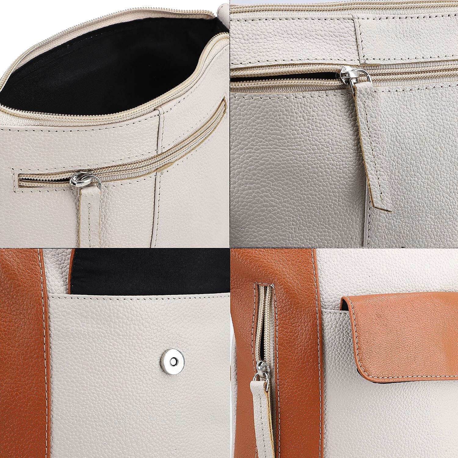 100% Genuine Leather Crossbody Bag With Adjustable Strap - Tan