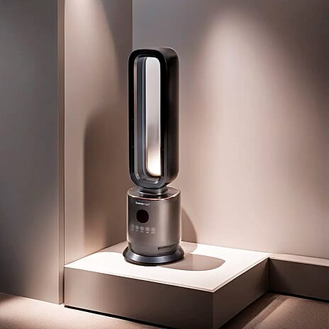 Energy Efficient 2-in-1 Ceramic Bladeless Heater with Fan Mode, 2 Heat Settings & Light Mode (1000W-2000W) With Remote