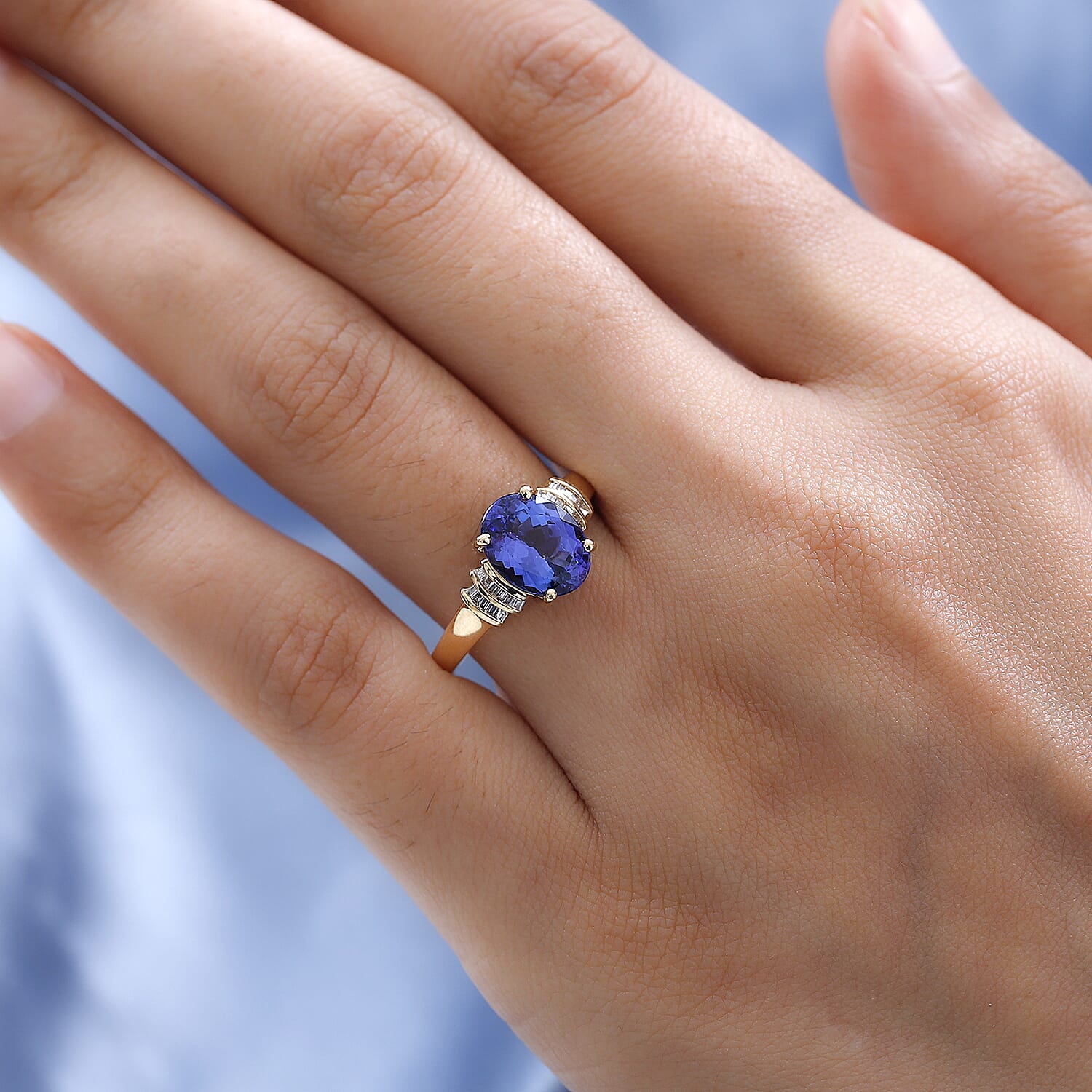 Collectors Edition- 14K Yellow Gold AAA Tanzanite (Oval 10x8 mm) and Diamond Ring 3.00 Ct