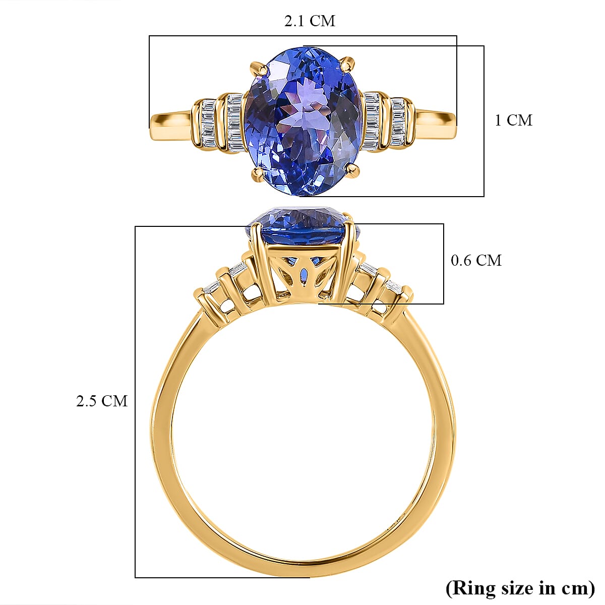 Collectors Edition- 14K Yellow Gold AAA Tanzanite (Oval 10x8 mm) and Diamond Ring 3.00 Ct
