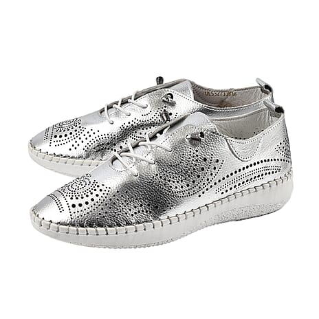 LOTUS Womens Katya Leather Trainers (Size 4) - Silver