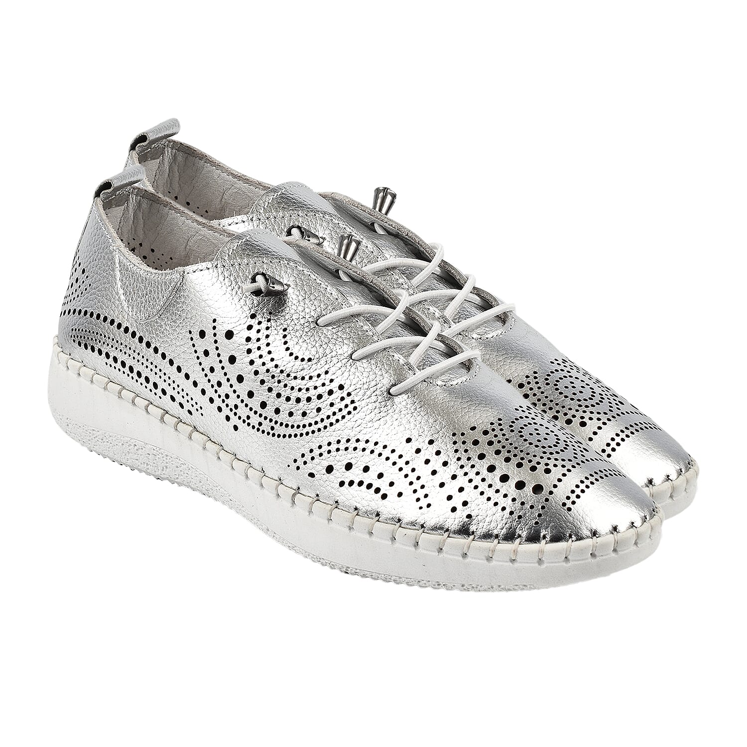 LOTUS Womens Katya Leather Trainers (Size 7) - Silver