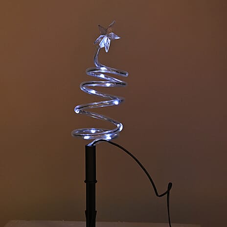 Set of 4 Solar Copper Spiral Pattern Garden Stake LED Light