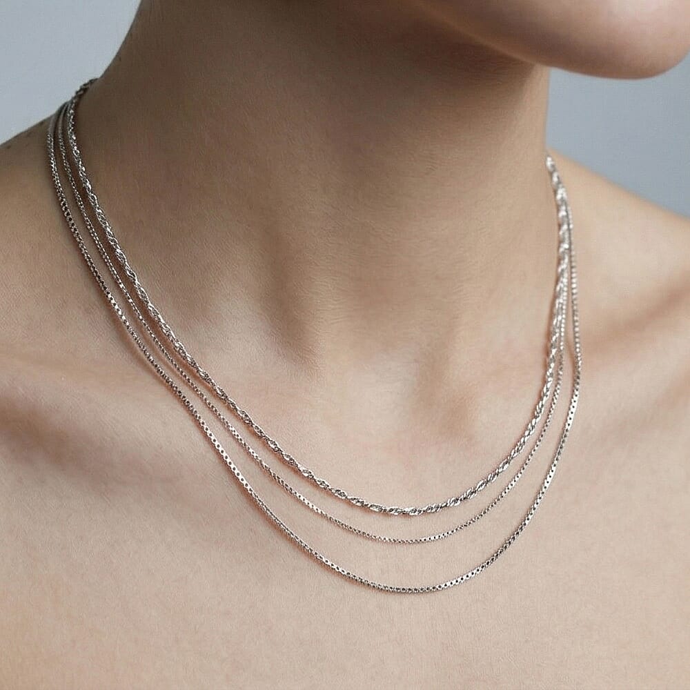 9K White Gold  Chain (Size - 16),  Gold Wt. 0.9 Gms