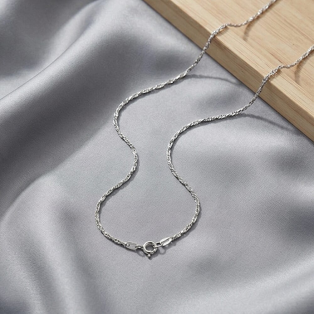9K White Gold  Chain (Size - 16),  Gold Wt. 0.9 Gms