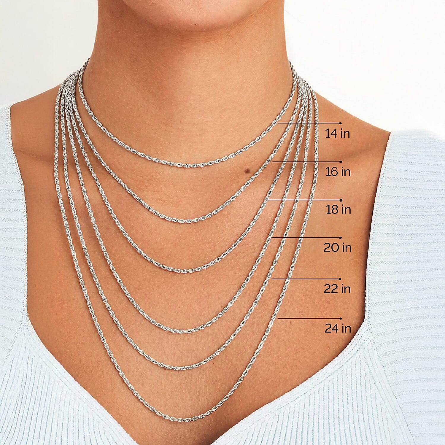 9K White Gold  Chain (Size - 16),  Gold Wt. 0.9 Gms