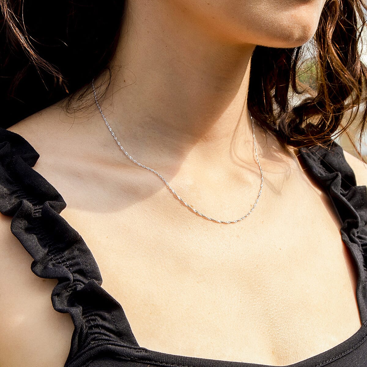 9K White Gold  Chain (Size - 16),  Gold Wt. 0.9 Gms