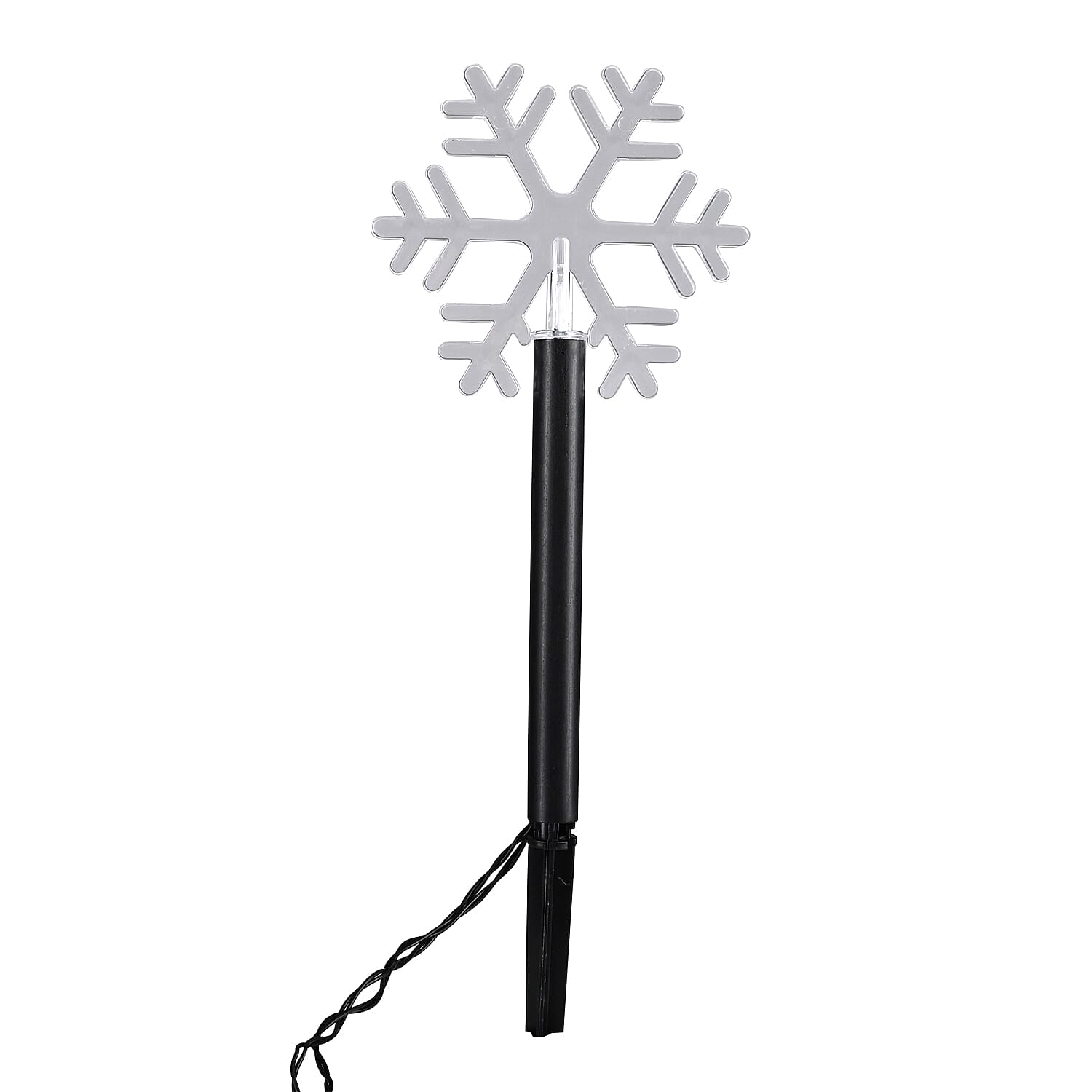 Set of 5 Solar Christmas Snowflake Pattern Garden Stake Green LED Light