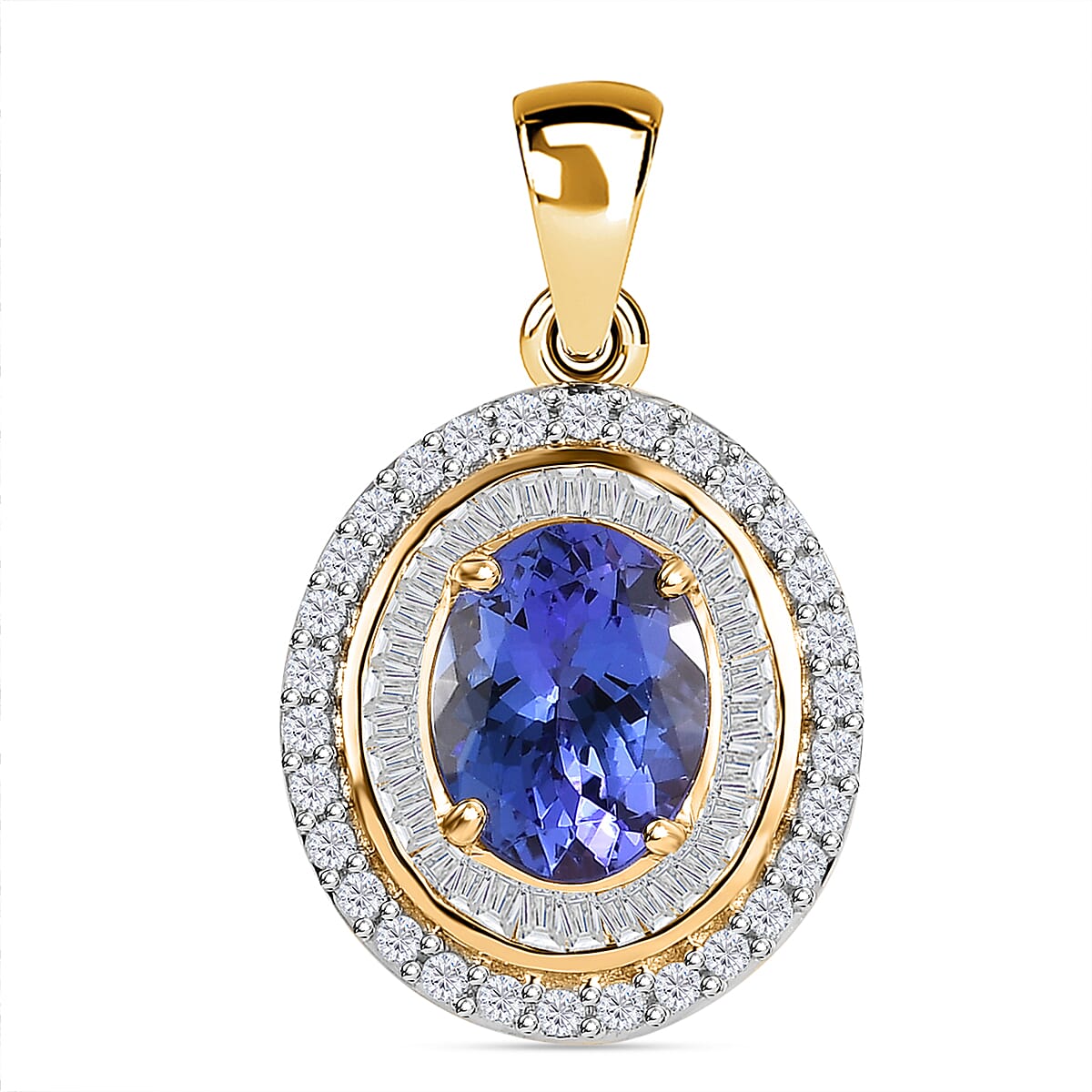 14K Yellow Gold Tanzanite & Diamond Pendant 2.62 Ct