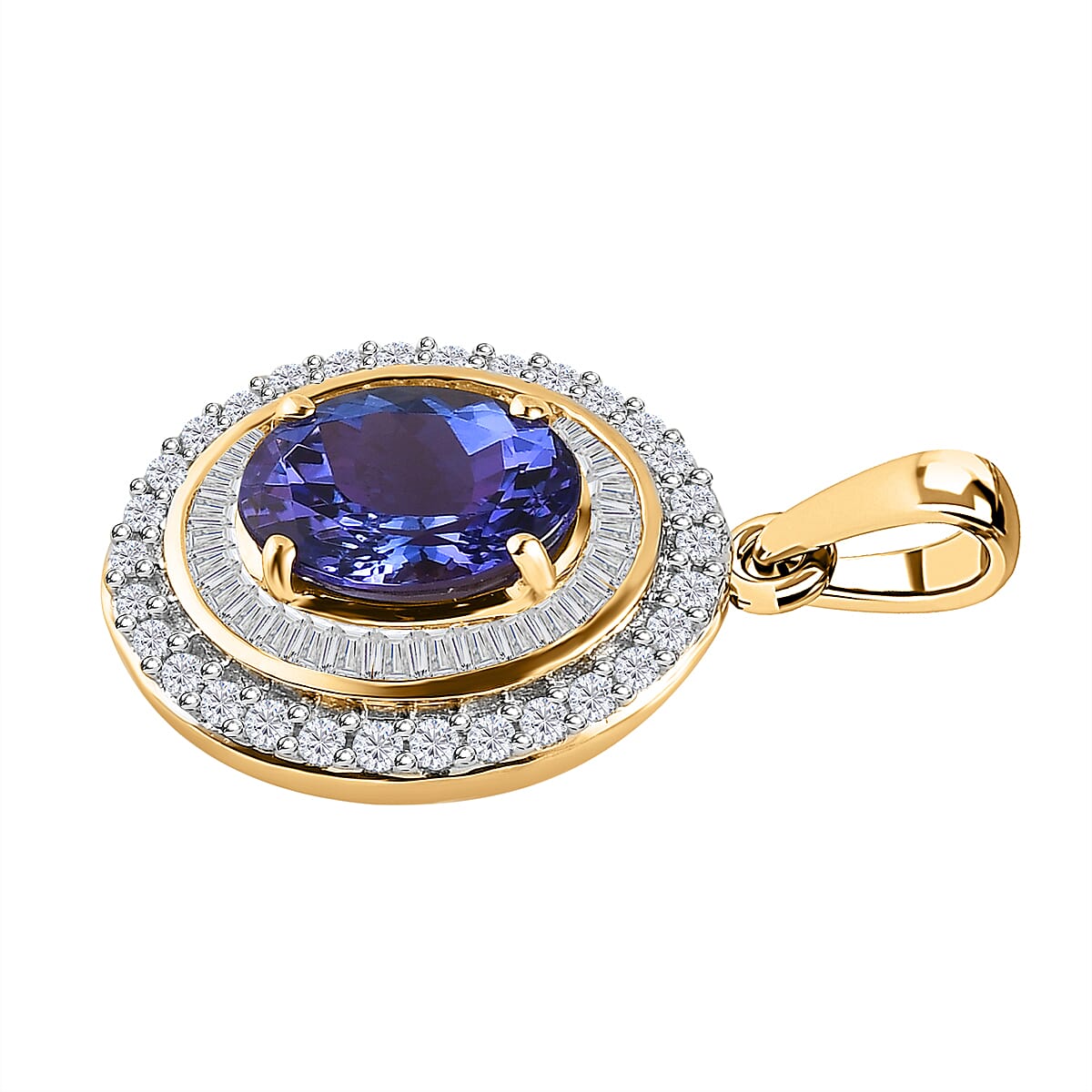 14K Yellow Gold Tanzanite & Diamond Pendant 2.62 Ct