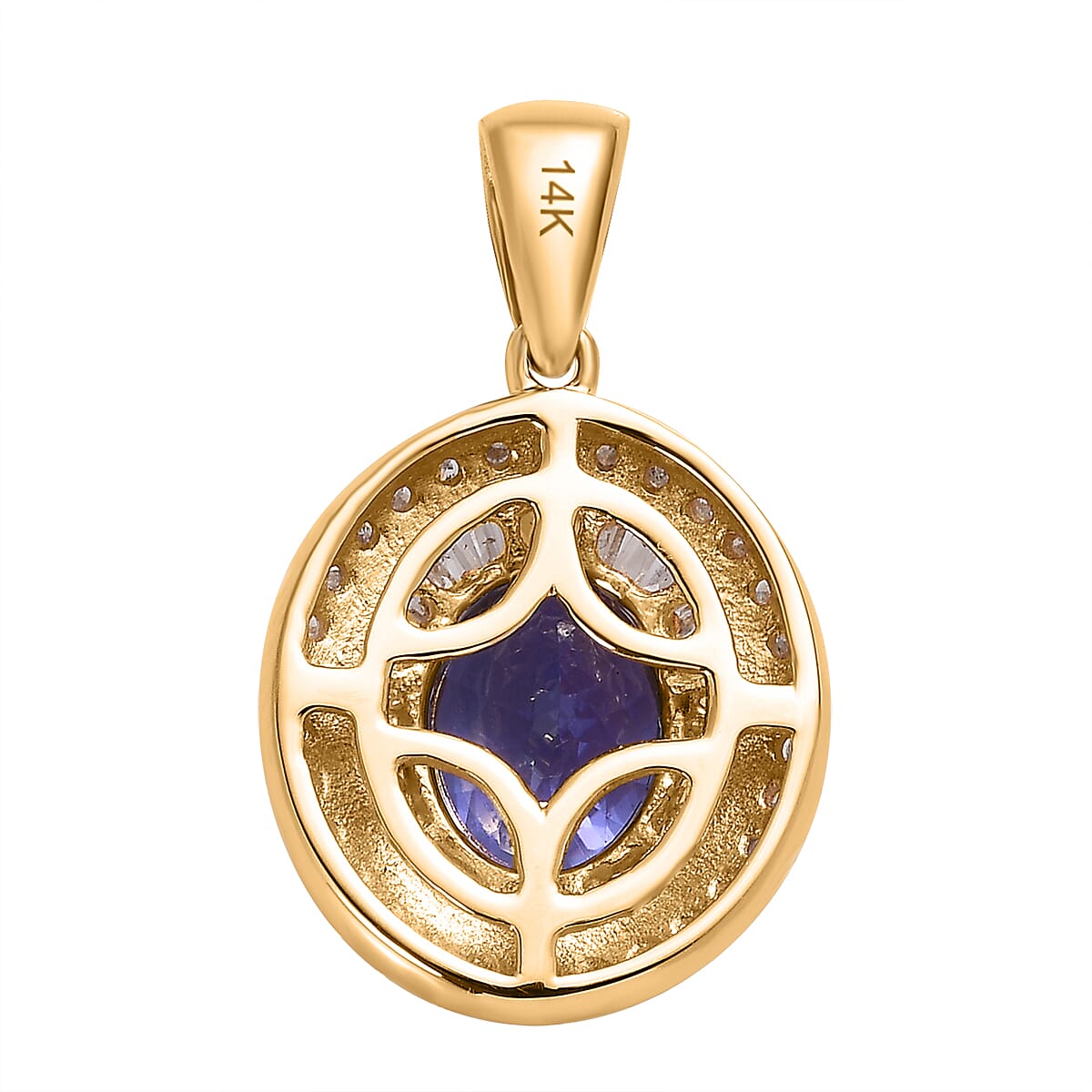 14K Yellow Gold Tanzanite & Diamond Pendant 2.62 Ct
