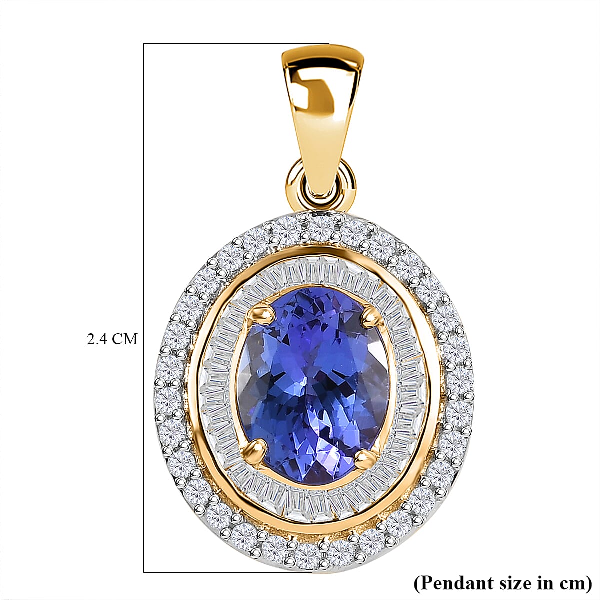 14K Yellow Gold Tanzanite & Diamond Pendant 2.62 Ct
