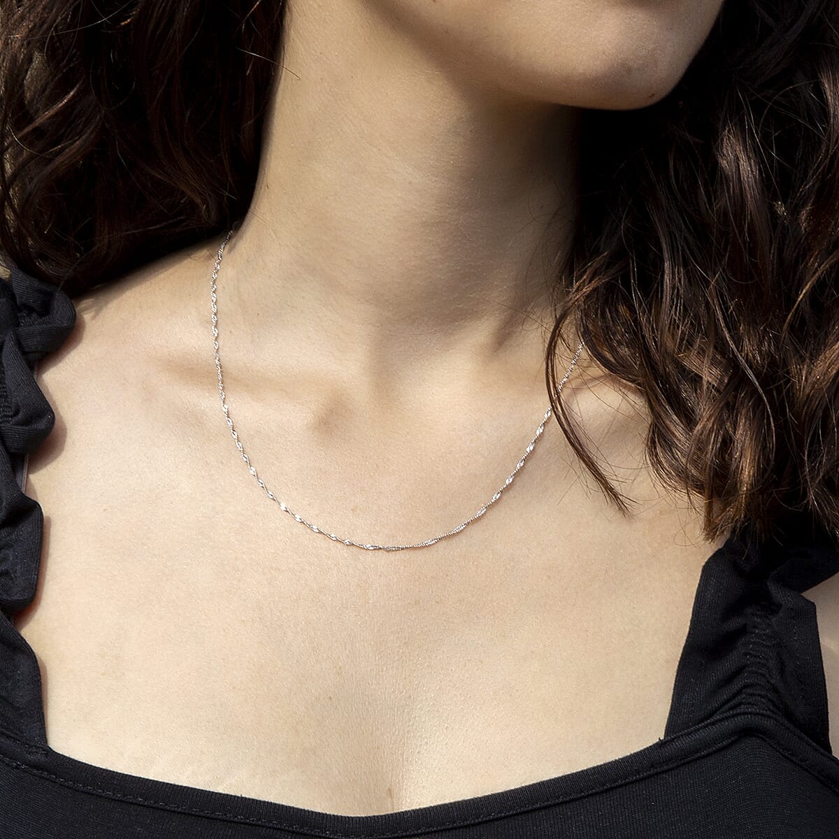 9K White Gold  Chain (Size - 18),  Gold Wt. 0.99 Gms