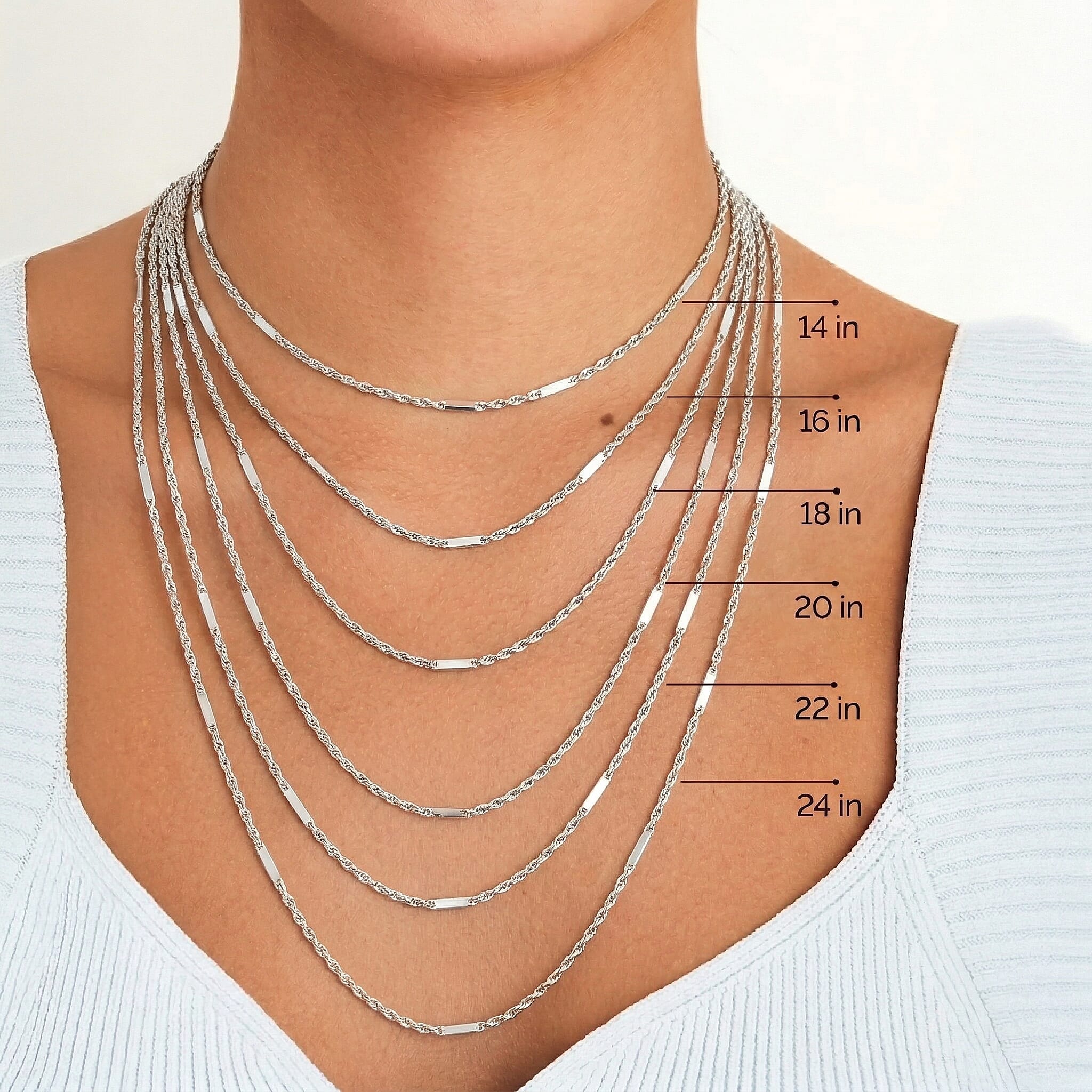 9K White Gold  Chain (Size - 18),  Gold Wt. 1.2 Gms