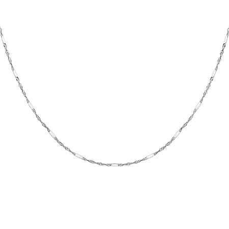 Twist Bar Curb Chain 16 Inch in 9K White Gold