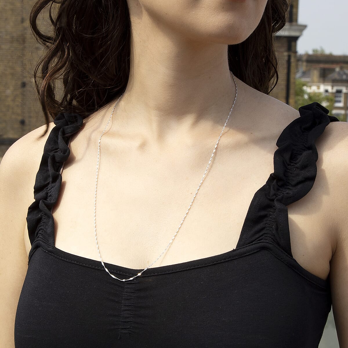 9K White Gold  Chain (Size - 24),  Gold Wt. 1.3 Gms