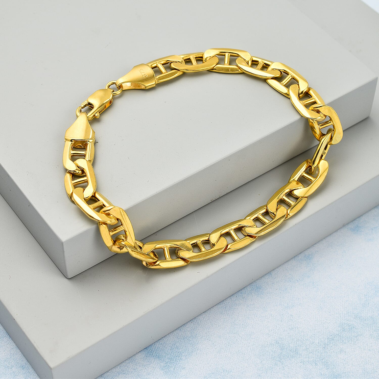9K Yellow Gold Designer Inspired Rambo Bracelet (Size - 8), Gold Wt.10 Gms