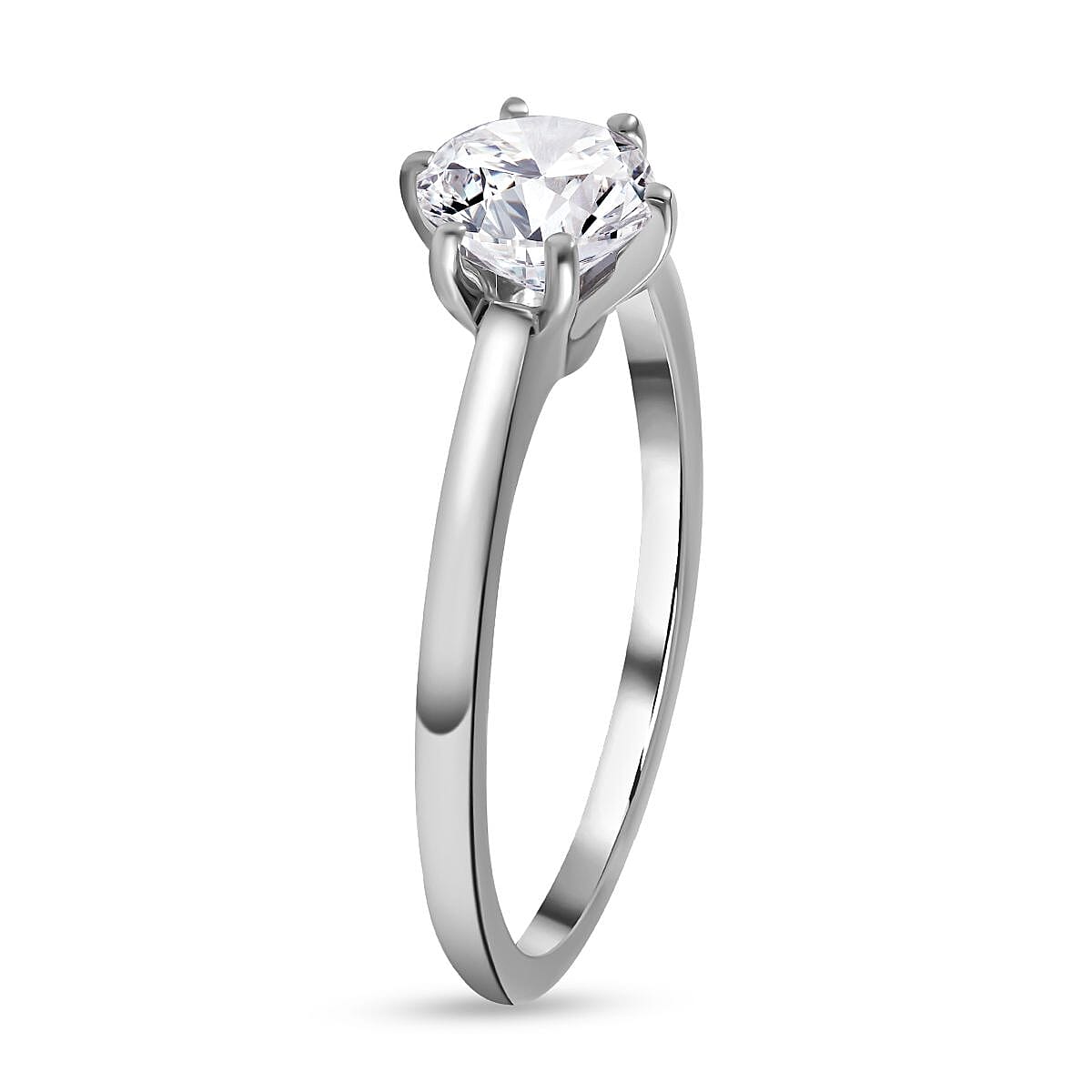 Natural Zircon Solitaire Ring in Rhodium Overlay Sterling Silver 1.20 Ct.
