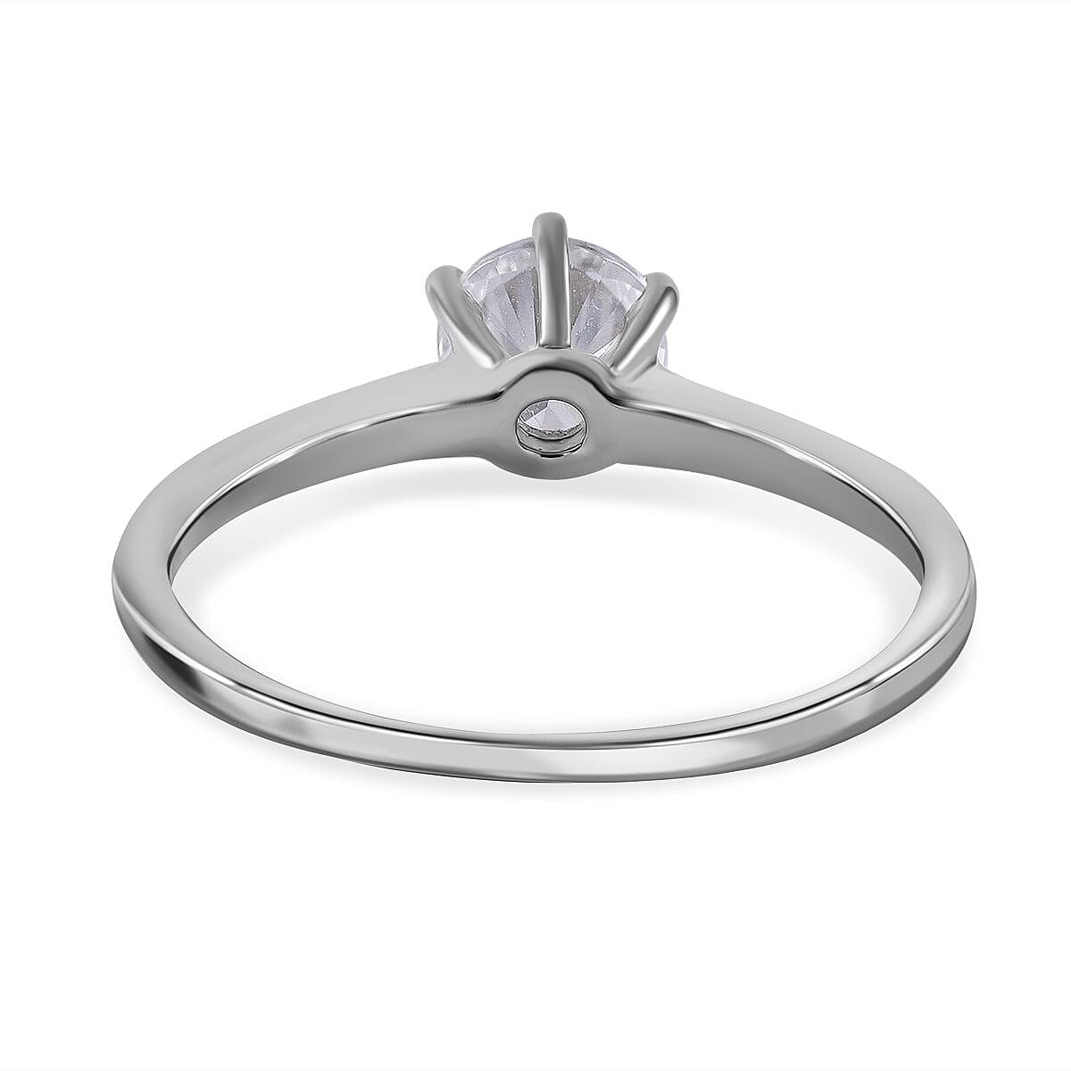 Natural Zircon Solitaire Ring in Rhodium Overlay Sterling Silver 1.20 Ct.