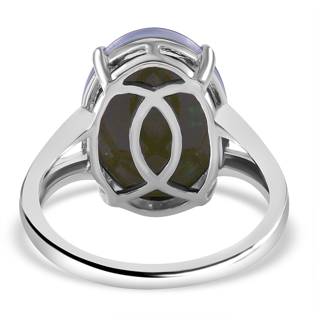Australian Boulder Opal Solitaire Ring in Rhodium Overlay Sterling Silver 6.41 Ct. Australian Boulder Opal Solitaire Ring in Rhodium Overlay Sterling Silver 6.41 Ct.