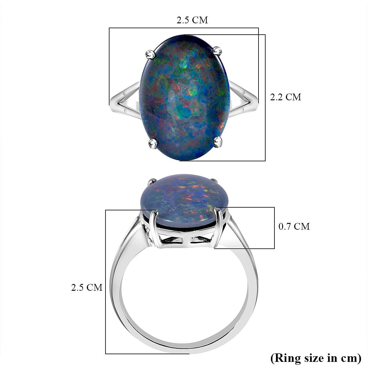 Australian Boulder Opal Solitaire Ring in Rhodium Overlay Sterling Silver 6.41 Ct. Australian Boulder Opal Solitaire Ring in Rhodium Overlay Sterling Silver 6.41 Ct.